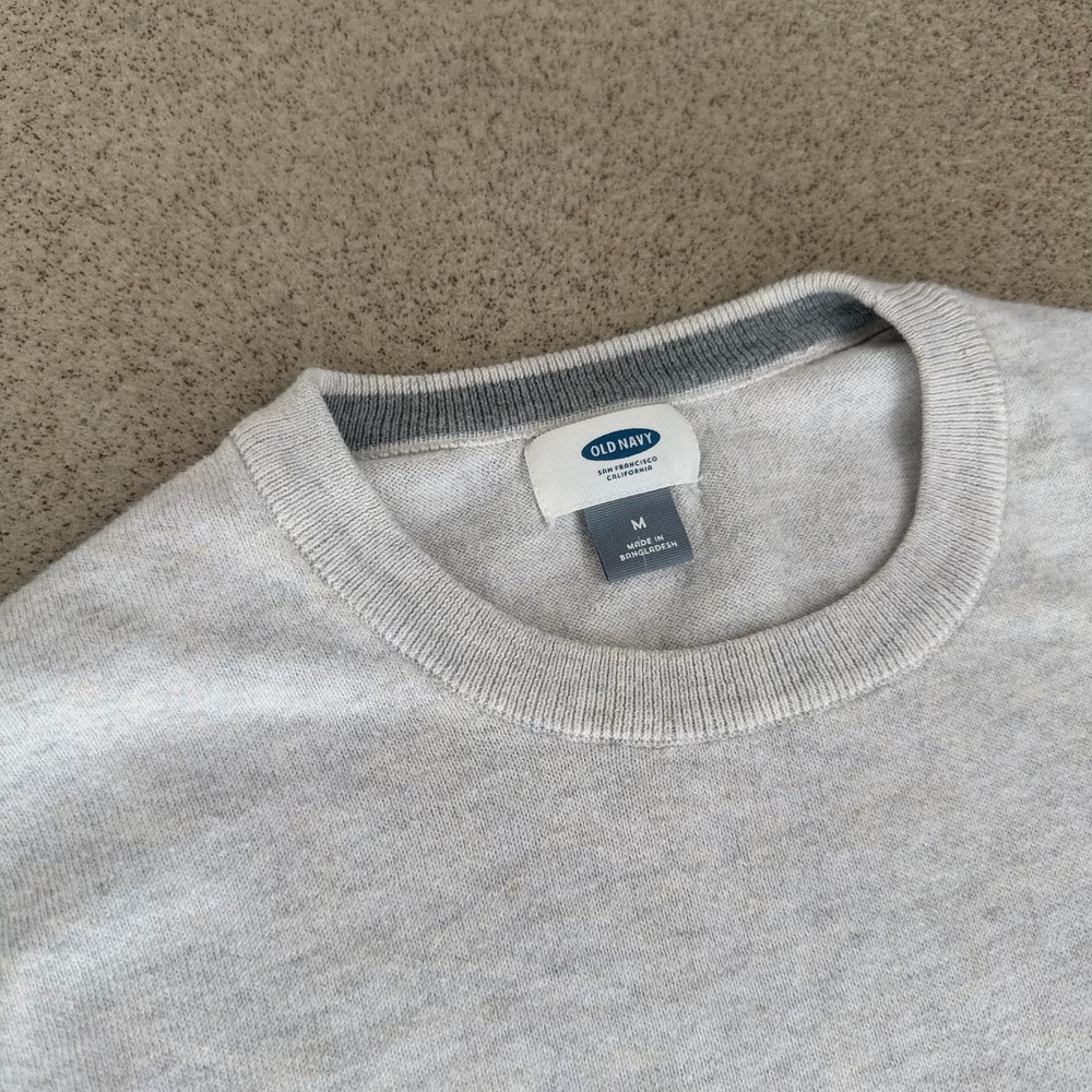 Old Navy Crewneck Mens Medium Sweater - Gray Heathered Long Sleeve Knit